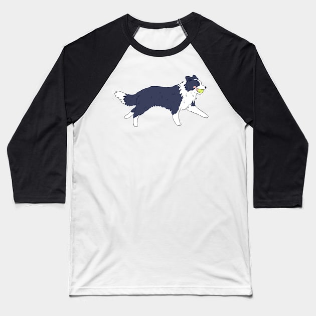 Cute running border collie Baseball T-Shirt by Yarafantasyart